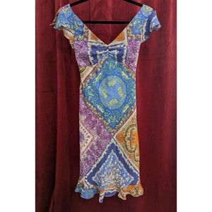 Vintage Y2K Slip Dress Size 3 Floral Babydoll Ruffle‎ Fairy Cottagecore V-Neck